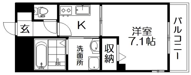 アルファクラージュ3(1K/4階)の間取り写真