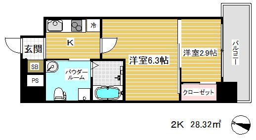 アドバンス三宮ラシュレ(2K/4階)の間取り写真