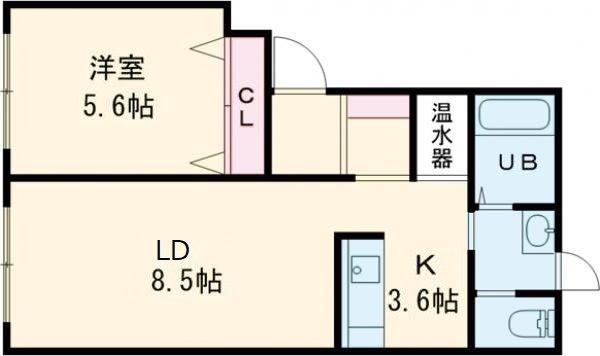 モイザリリバーハイツ(1LDK/2階)の間取り写真