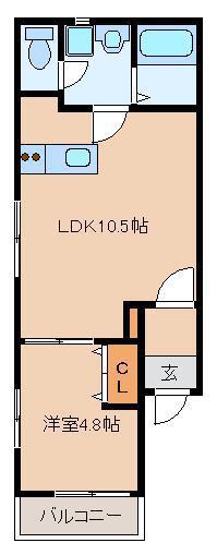 リテラ博多イーストII(1LDK/1階)の間取り写真