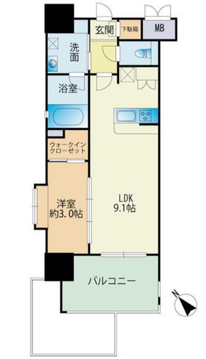 サニークレスト東比恵Ⅱ(1LDK/11階)の間取り写真