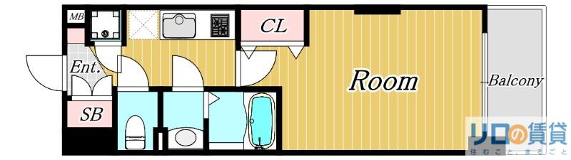 LUXE新大阪α(1K/8階)の間取り写真