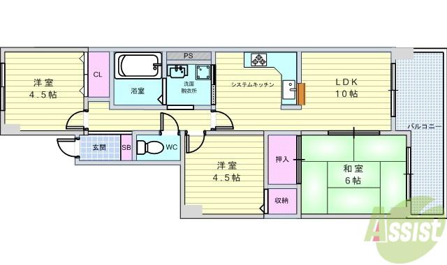 サンパレス21池田(3LDK/3階)の間取り写真