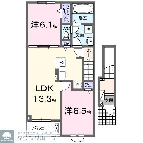 アルカンシェル K(2LDK/2階)の間取り写真