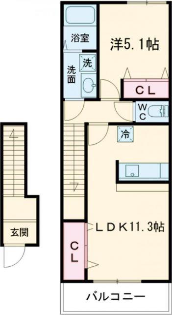 OCEAN 松阪(1LDK/2階)の間取り写真