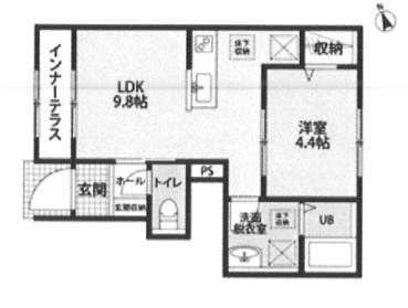 リーブルファイン北坂戸駅前(1LDK/1階)の間取り写真