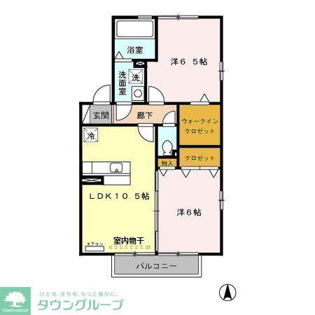 ラビウスコート A(2LDK/2階)の間取り写真