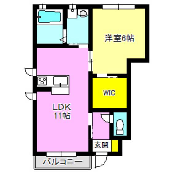 ハピネスI(1LDK/1階)の間取り写真