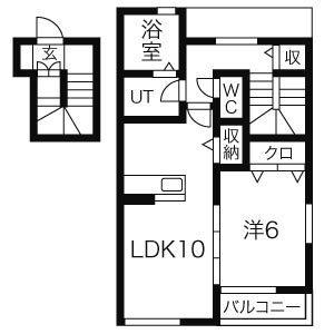 ＪＲ宇都宮線 間々田駅 徒歩7分 2階建 築14年(1LDK/2階)の間取り写真