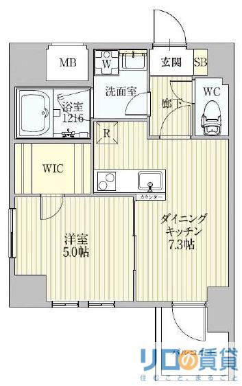 サンレムート新大阪イースト(1DK/5階)の間取り写真