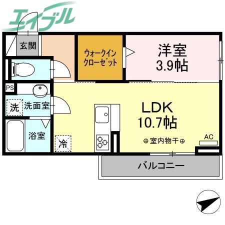 サニースペース(1LDK/3階)の間取り写真