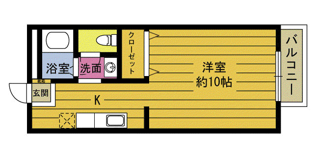 ビーライン陽輝(1K/2階)の間取り写真