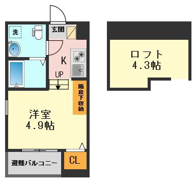 AMANDARI(1K/1階)の間取り写真