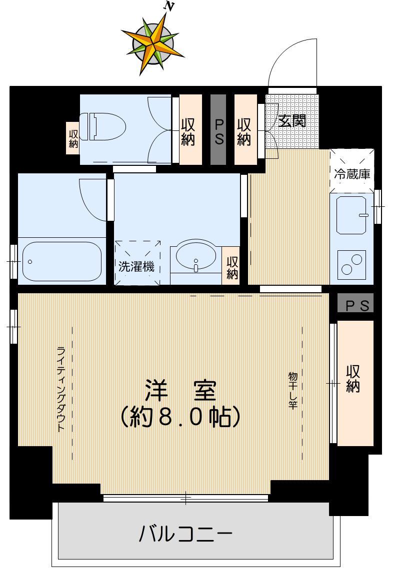 ドミール文京小石川(1K/4階)の間取り写真