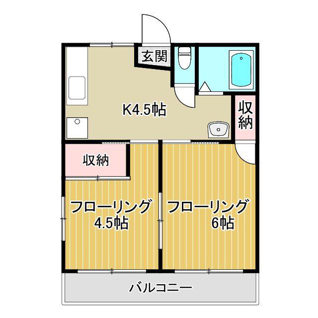 第一アゼリアハウス(2K/1階)の間取り写真