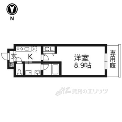 ソフィアブリュー御所南(1K/1階)の間取り写真
