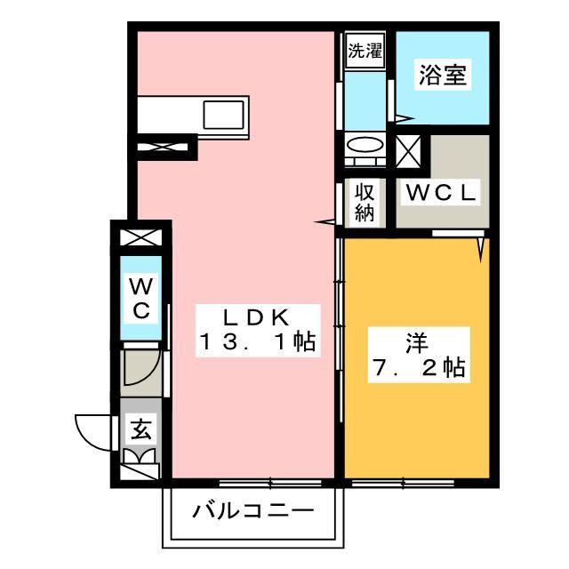 WISTERIA東鶉(1LDK/1階)の間取り写真