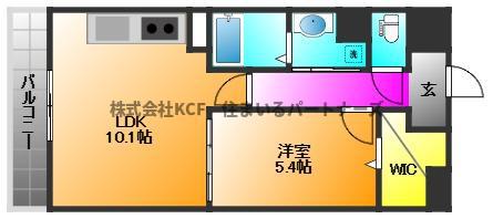 ラフレシーサ医大通(1LDK/9階)の間取り写真