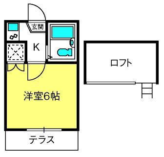 ソレイユ新座(1K/2階)の間取り写真