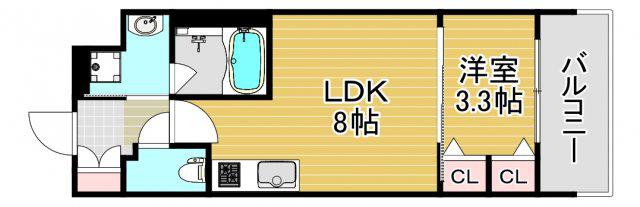 スプランディッド中之島DUE(1LDK/10階)の間取り写真