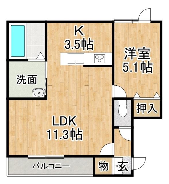 OWLI (1LDK/3階)の間取り写真