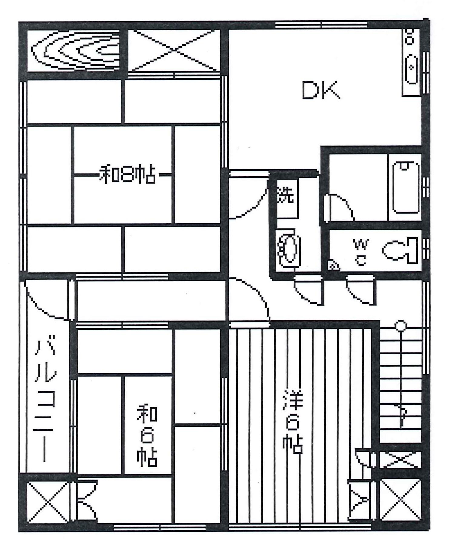 かすみ荘(3DK/2階)の間取り写真