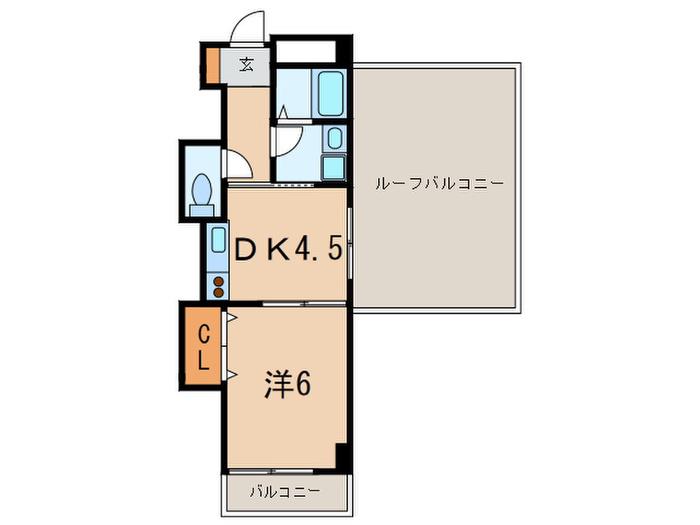 サンクレール芦屋(1DK/4階)の間取り写真