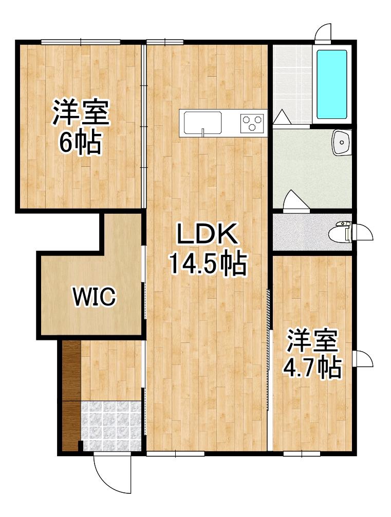 クレセオ西長瀬(2LDK/1階)の間取り写真