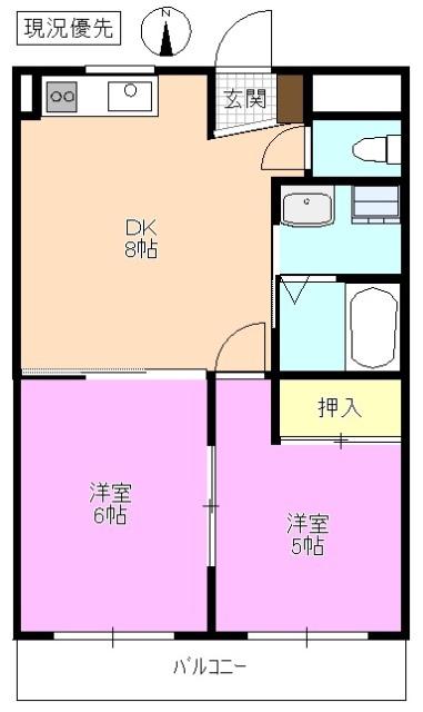アーク松本レジデンス(2DK/2階)の間取り写真