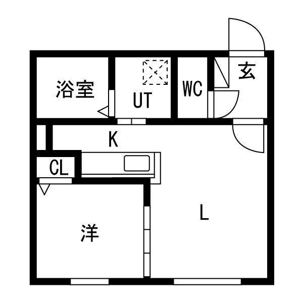 ルリ豊平(1LDK/2階)の間取り写真