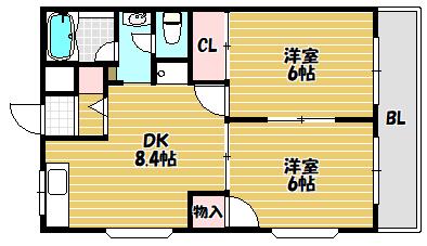 メゾン・OHS(2DK/5階)の間取り写真