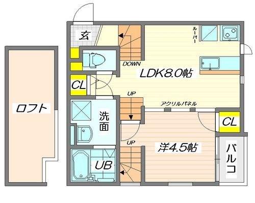 CB和白オーシャンリゾート(1LDK/1階)の間取り写真