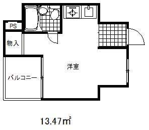 ライオンズマンション神戸(ワンルーム/3階)の間取り写真