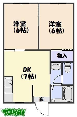 フォーブル五反田 A(2DK/1階)の間取り写真
