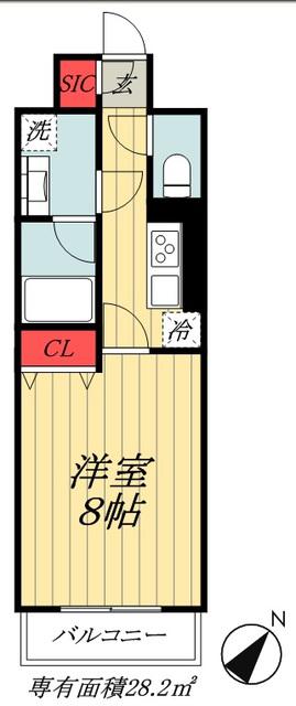 フランシール(1K/9階)の間取り写真