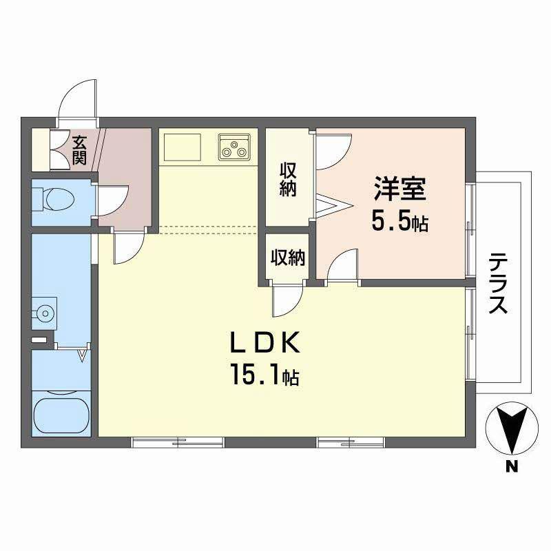 シャルマンハイツ魚崎II(1LDK/1階)の間取り写真