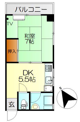 田中ビル(1DK/4階)の間取り写真