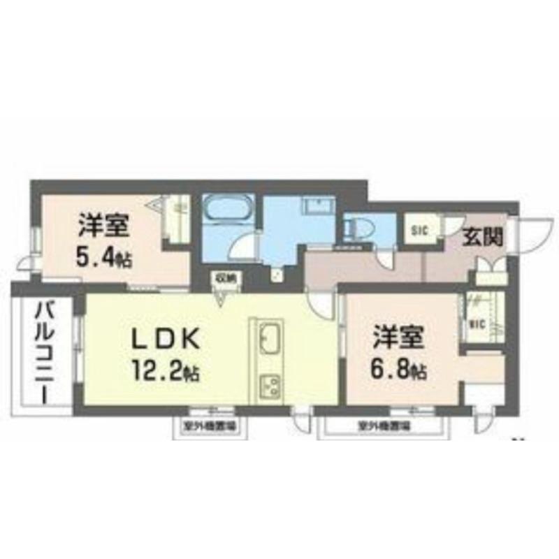 WITH PLUS 天王寺区舟橋町(2LDK/4階)の間取り写真