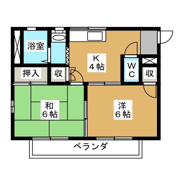 ハイツ晃武(2K/2階)の間取り写真