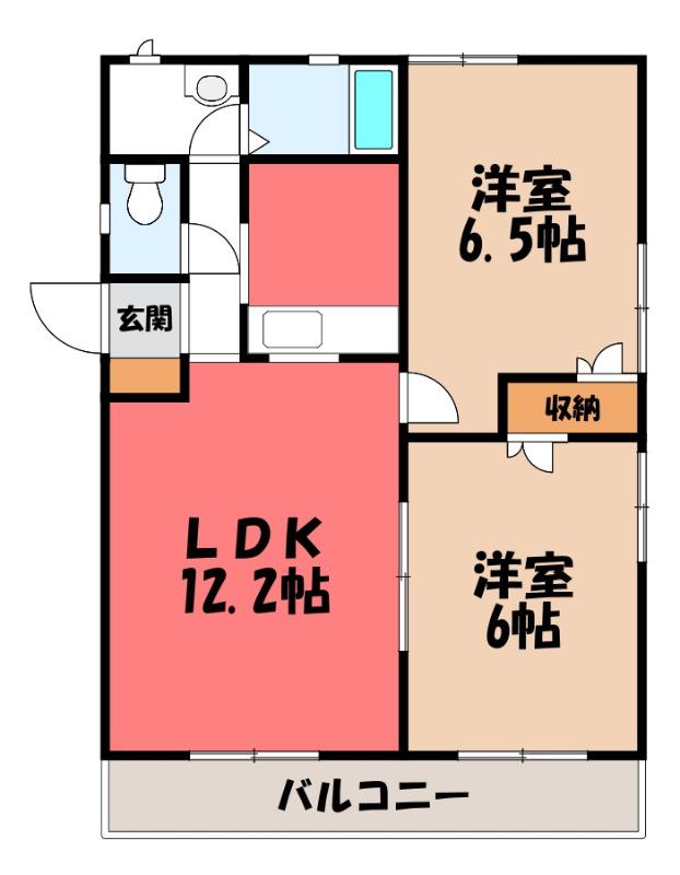 ソフィアB(2LDK/1階)の間取り写真