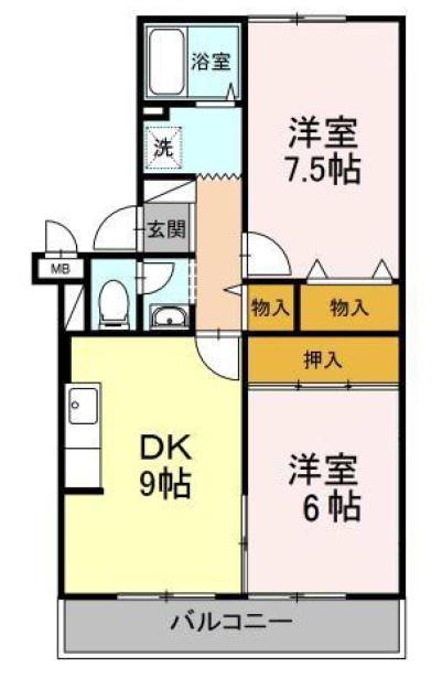 ピアエスポワール(2DK/3階)の間取り写真