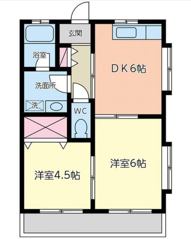 メープルガーデンハイツIII(2DK/1階)の間取り写真