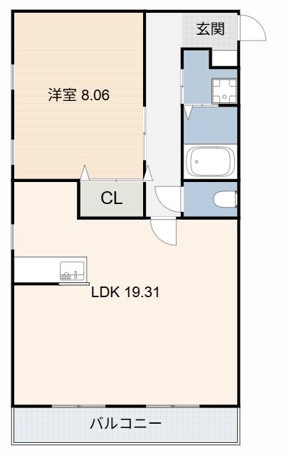 アメニティ前後(1LDK/1階)の間取り写真