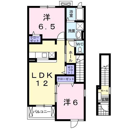 サン・フェルメール壱番館(2LDK/2階)の間取り写真