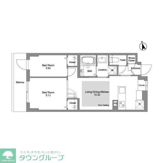 コンフォリア・リヴ文京千駄木(2LDK/3階)の間取り写真