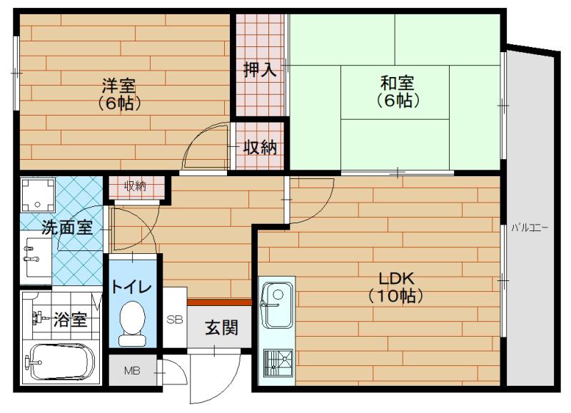 バンブーハウスI(2LDK/1階)の間取り写真