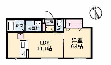リムステイ ベレオ伏石(1LDK/1階)の間取り写真