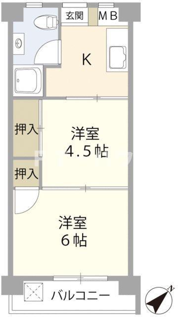 行徳マンション(2K/2階)の間取り写真