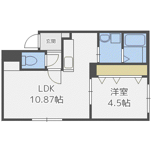 ブルーヒルト中の島(1LDK/1階)の間取り写真