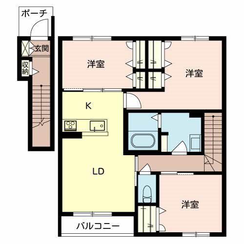 シャーメゾン刑部(3LDK/2階)の間取り写真